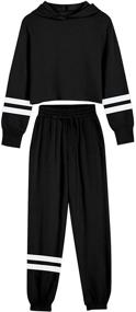 img 4 attached to 👧 Batermoon Girls' Clothing: Stylish Hooded Sweatsuits, Sweatshirts, and Sweatpants for Trendy Girls