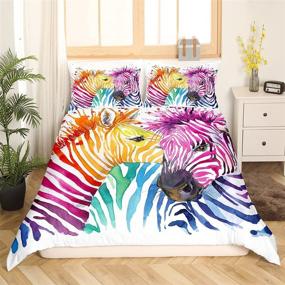 img 2 attached to 🦓 6D Graphic Colorful Zebra Print Duvet Cover Set for King Size Bed, Perfect Animal Theme Bedding for Kids, Teens, Girls, Boys, Men, and Women - Vibrant Comforter Cover with Graffiti Art Designs