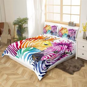 img 1 attached to 🦓 6D Graphic Colorful Zebra Print Duvet Cover Set for King Size Bed, Perfect Animal Theme Bedding for Kids, Teens, Girls, Boys, Men, and Women - Vibrant Comforter Cover with Graffiti Art Designs