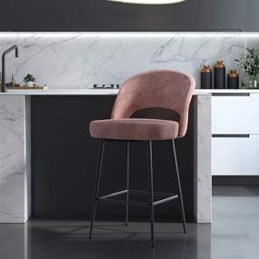 img 4 attached to 🪑 CosmoLiving Dark Blush Pink Velvet Upholstered Counter Bar Stool