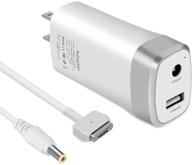 60w portable power adapter for macbook pro 13 inch with retina display - magnetic 2 charger with extra usb port - late 2012 and after logo