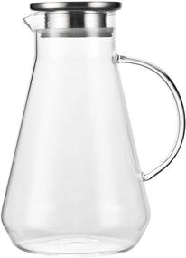 img 1 attached to 🥛 Tbgllmy 2L 68oz Glass Pitcher With Lid, Hot & Cold Water Pitcher With Handle, for Homemade Fruit Beverage, Juice, Iced Tea & Milk