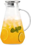 🥛 tbgllmy 2l 68oz glass pitcher with lid, hot & cold water pitcher with handle, for homemade fruit beverage, juice, iced tea & milk logo