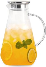 img 4 attached to 🥛 Tbgllmy 2L 68oz Glass Pitcher With Lid, Hot & Cold Water Pitcher With Handle, for Homemade Fruit Beverage, Juice, Iced Tea & Milk