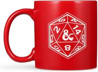 🎲 officially licensed etched dnd mug - red ceramic coffee mug with dnd logo & 20 sided die - dual design - perfect dungeons and dragons gift (20oz) logo