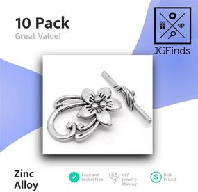 img 1 attached to JGFinds Lily Flower Toggle - Premium 10 🌸 Silver Bracelet Clasps Sets for DIY Jewelry Making Supplies
