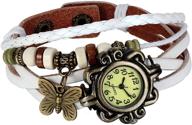 butterfly leather bracelet quartz watch for women and girls logo