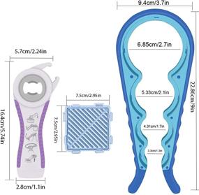 img 3 attached to Maxracy Jar Opener, Versatile 5-in-1 Can Opener and Bottle Opener Kit with User-Friendly Silicone Handle - Ideal for Children, Elderly, and Those with Arthritis (Blue 4-in-1 + White 5-in-1 Jar Opener)