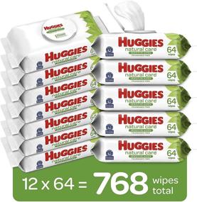 img 3 attached to 👶 Huggies Natural Care Sensitive Baby Diaper Wipes, Unscented, Hypoallergenic - 12 Flip-Top Packs (768 Wipes Total)