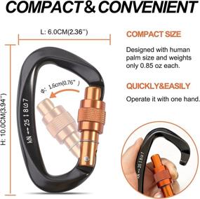 img 3 attached to 🔒 KEEPWAOO Heavy Duty Aluminum Carabiner Clip - 3 Inch, 25KN Strength - Ideal for Outdoor Activities