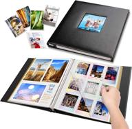 📸 black leather self-adhesive photo album with magnetic pages - ideal family scrapbook for christmas, wedding, birthday, valentine’s day gifts - holds 3x5, 4x6, 5x7, 6x8, 8x10 photos logo