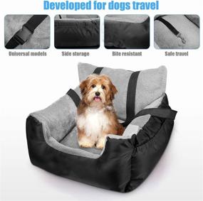 img 2 attached to 🐶 Convenient and Safe Dog Car Seat with Storage Pocket, Safety Leash, and Washable Cover - Ideal for Small Dogs