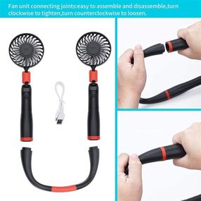 img 2 attached to 🔌 Portable Hanging Neck Fan with Power Display Panel - 2-in-1 USB Rechargeable Hands-Free Neckband Fans, Adjustable 3-Speed for Outdoor Travel