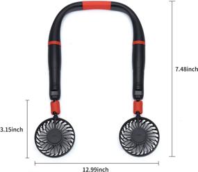 img 1 attached to 🔌 Portable Hanging Neck Fan with Power Display Panel - 2-in-1 USB Rechargeable Hands-Free Neckband Fans, Adjustable 3-Speed for Outdoor Travel