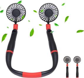 img 4 attached to 🔌 Portable Hanging Neck Fan with Power Display Panel - 2-in-1 USB Rechargeable Hands-Free Neckband Fans, Adjustable 3-Speed for Outdoor Travel