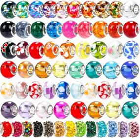 img 4 attached to 💎 120-Piece European Hole Beads Assortment: Rhinestone Spacer Charms for Jewelry Making