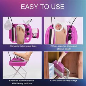 img 2 attached to 👣 All-in-One Pedicure Foot Rest with LED Light, Magnifier, Drying Fan, and Storage - Foldable & Portable Home Pedicure Stand Kit