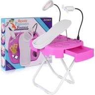 👣 all-in-one pedicure foot rest with led light, magnifier, drying fan, and storage - foldable & portable home pedicure stand kit logo