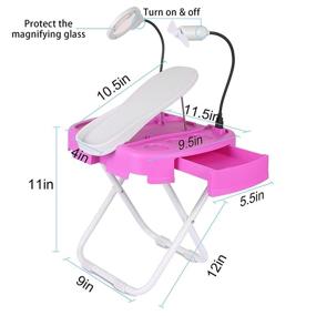 img 1 attached to 👣 All-in-One Pedicure Foot Rest with LED Light, Magnifier, Drying Fan, and Storage - Foldable & Portable Home Pedicure Stand Kit