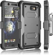 📱 tekcoo galaxy j7 sky pro case - full body case cover with holster clip and kickstand - secure swivel belt lock - gray - for samsung j7 2017 logo