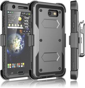 img 4 attached to 📱 Tekcoo Galaxy J7 Sky Pro Case - Full Body Case Cover with Holster Clip and Kickstand - Secure Swivel Belt Lock - Gray - for Samsung J7 2017