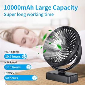 img 2 attached to 🔋 LORDSON 10000mAh Battery Camping Fan – USB Rechargeable Portable Mini Handheld Fan with LED Lantern, Hanging Hook – Up to 42 Hours Working Time for Tent, Car, Outdoor Activities, Office Desk