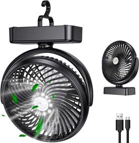 img 4 attached to 🔋 LORDSON 10000mAh Battery Camping Fan – USB Rechargeable Portable Mini Handheld Fan with LED Lantern, Hanging Hook – Up to 42 Hours Working Time for Tent, Car, Outdoor Activities, Office Desk