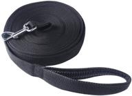 🐶 long leash for dogs - pofomede 33-feet nylon training lead with leather padded handle for multiple uses, extra long and friction reducing logo