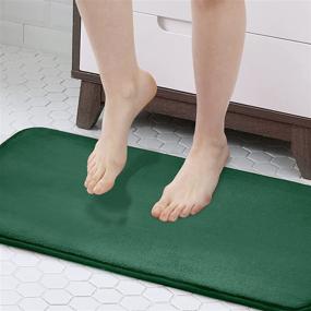 img 4 attached to 🛀 Walensee Extra Thick Memory Foam Bath Rug: 17x24 Hunter Green Velvet Bathroom Mat for Ultimate Comfort and Safety