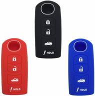 🔑 ezzy auto - set of 3 silicone rubber key fob cases for mazda 4 buttons key - colorful skin protectors & key jackets logo