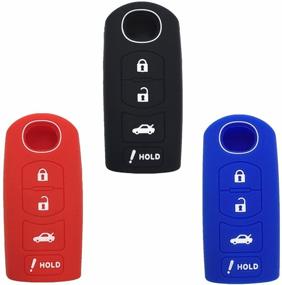 img 4 attached to 🔑 Ezzy Auto - Set of 3 Silicone Rubber Key Fob Cases for Mazda 4 Buttons Key - Colorful Skin Protectors & Key Jackets