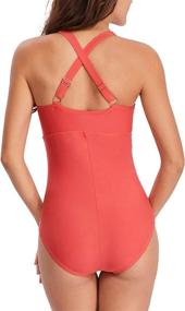 img 3 attached to 👙 Zando Women's One Piece Swimsuits: Pure Color Tummy Control Monokinis for Swimming & Bathing