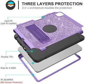 img 3 attached to 💜 BENTOBEN Glitter Sparkly iPad Air 4 Case 2020: 3-Layer Shockproof Kickstand with Pencil Holder for Girls/Women, Purple