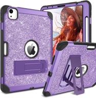 💜 bentoben glitter sparkly ipad air 4 case 2020: 3-layer shockproof kickstand with pencil holder for girls/women, purple logo