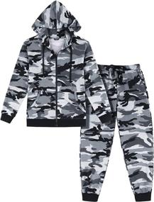 img 1 attached to 🔥 COOFANDY Men's Camo Sweatsuits: 2 Piece Hoodie Tracksuit Sets for Casual Comfy Jogging