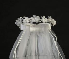img 2 attached to 👰 Swea Pea &amp; Lilli Girls First Communion Veil - White Holy Communion Headpiece with Headband and Flowers - 1st Communion Accessories
