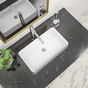 img 1 attached to 🚰 Modern Art Basin - Beslend 24”x14” White Ceramic Rectangular Bathroom Vessel Sink with Black Rim Porcelain Vessel Sink Above Counter Vanity Sink