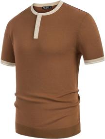 img 2 attached to Contrast Short Sleeve Shirt Henley Men's Clothing