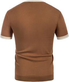 img 3 attached to Contrast Short Sleeve Shirt Henley Men's Clothing