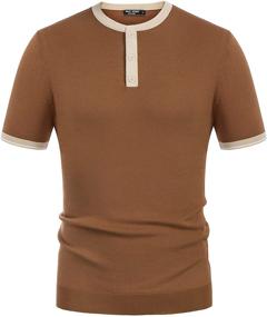 img 4 attached to Contrast Short Sleeve Shirt Henley Men's Clothing