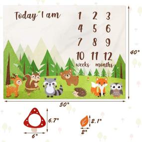 img 1 attached to 🌿 Woodland Animals Monthly Growth Tracker: Soft Plush Fleece Blanket for Newborn Baby Boy/Girl, Nursery Bedding, Photography Background, Felt Frame Props