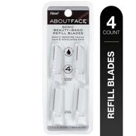 sonic refill blades for exfoliating - about face beauty wand, 4 pack - includes 2 facial blades & 2 brow blades logo