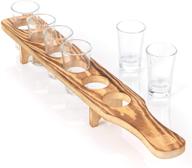 don paragone rustic wooden shot glass serving tray and set of 6 shots – perfect holder for drinking, serving, display, and storage – ideal for restaurants, bars, parties, and family gatherings – rustic burnt finish logo