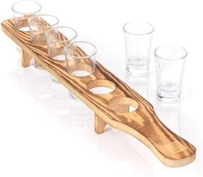 img 4 attached to Don Paragone Rustic Wooden Shot Glass Serving Tray and Set of 6 Shots – Perfect Holder for Drinking, Serving, Display, and Storage – Ideal for Restaurants, Bars, Parties, and Family Gatherings – Rustic Burnt Finish