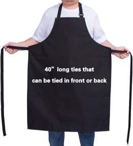 img 2 attached to 🍽️ ALIPOBO Waterproof Apron for Men and Women, Durable Heavy Duty Extra Long Adjustable Bib Apron for Kitchen Cooking, Dish Washing, Butcher, Dog Grooming, Lab Work - Black