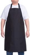 🍽️ alipobo waterproof apron for men and women, durable heavy duty extra long adjustable bib apron for kitchen cooking, dish washing, butcher, dog grooming, lab work - black logo