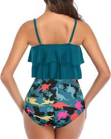 img 3 attached to Papasgix Women's High Waisted Bikini Swimwear with Retro Ruffled 👙 Flounce - Two Piece Tankini Bathing Suits for Enhanced Style and Comfort