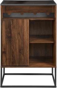 img 3 attached to Walker Edison Mid Century Modern Wood and Glass Bar Cabinet Entryway Serving Storage Console, 24 Inch, Dark Walnut