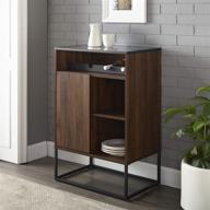 walker edison mid century modern wood and glass bar cabinet entryway serving storage console, 24 inch, dark walnut logo