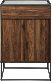 img 2 attached to Walker Edison Mid Century Modern Wood and Glass Bar Cabinet Entryway Serving Storage Console, 24 Inch, Dark Walnut